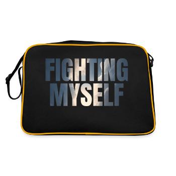 fighting myself Depression Geschenkidee - Retro Tasche - Schwarz/Gold - Hinten