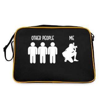 Lustiges Fotograf Geschenk Fotografie - Retro Tasche - Schwarz/Gold - Hinten