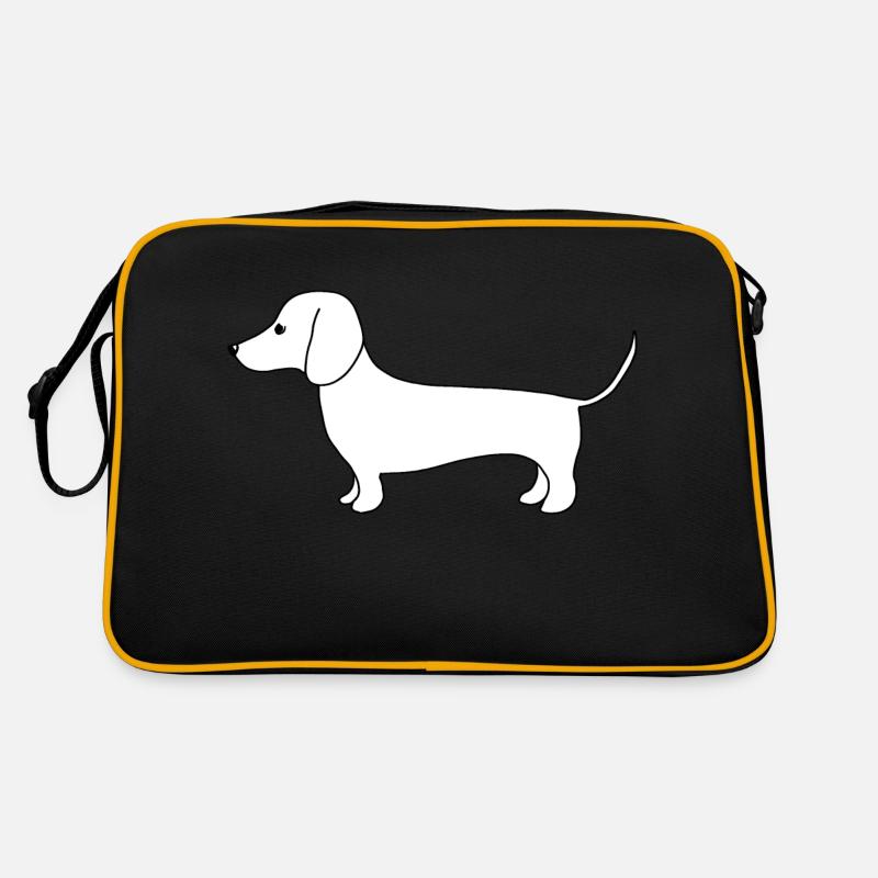 Mignon teckel au trait fin sur blanc Sac Retro