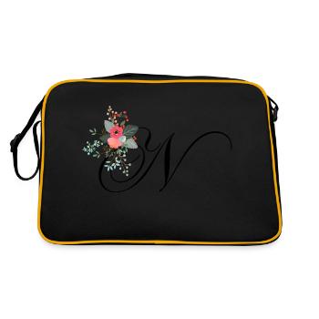 Lettre n fleuris - Sac Retro - noir/or - Dos