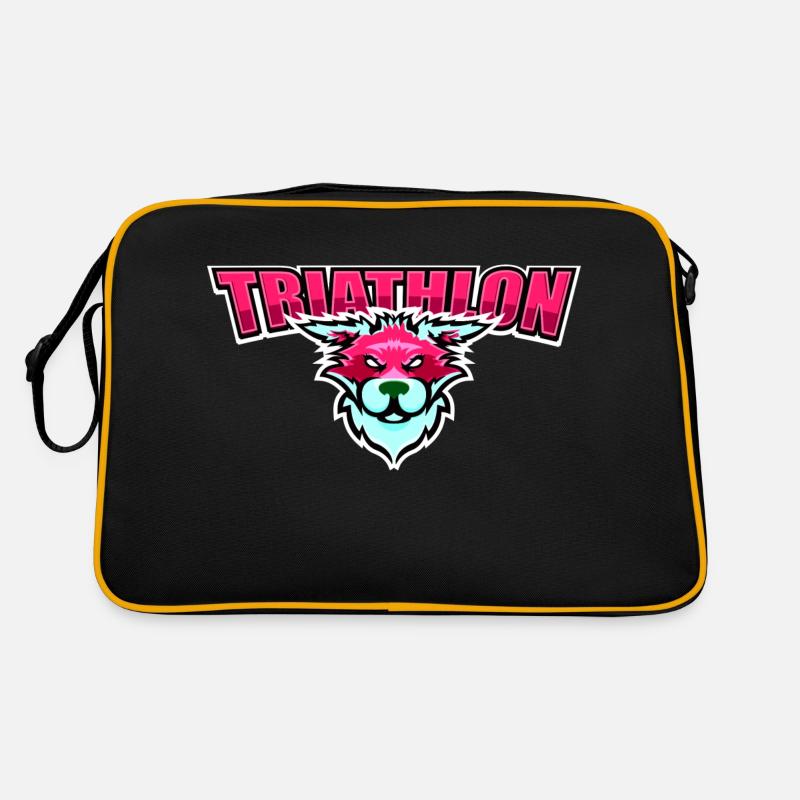 US highschool college Triathlon Maskottchen wolf Retro Tasche