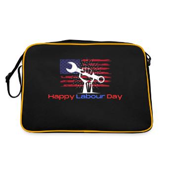 Happy Labour Day - Retro Tasche - Schwarz/Gold - Hinten