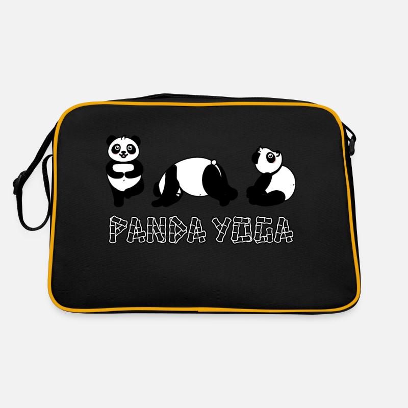 Panda Yoga - Retro Tasche - Schwarz/Gold