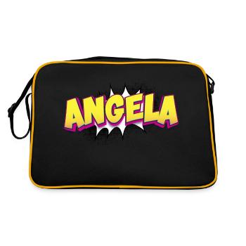 Angela Benutzerdefinierter Name Comic-Stil Pop-Art, - Retro Tasche - Schwarz/Gold - Hinten