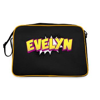 Evelyn Nom personnalisé Style bande dessinée Pop Art, - Sac Retro - noir/or - Dos