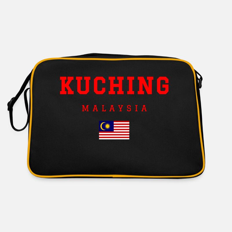 Kuching Malaysia - Retro Tasche - Schwarz/Gold