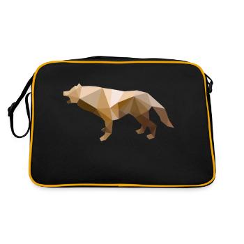 Wilder Wolf Polygon Wilde Tier Wandern Natur Seele - Retro Tasche - Schwarz/Gold - Hinten