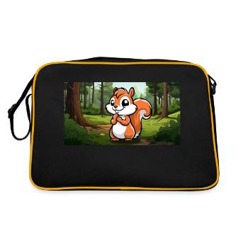 Écureuil mignon dans une forêt - Sac Retro - noir/or - Dos