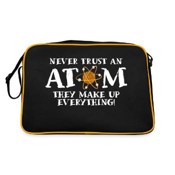 Never trust an atom - they invent everything - Retro Bag - black/gold - Back