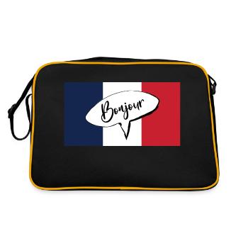 Bonjour Expression française pour bonjour avec la France - Sac Retro - noir/or - Dos