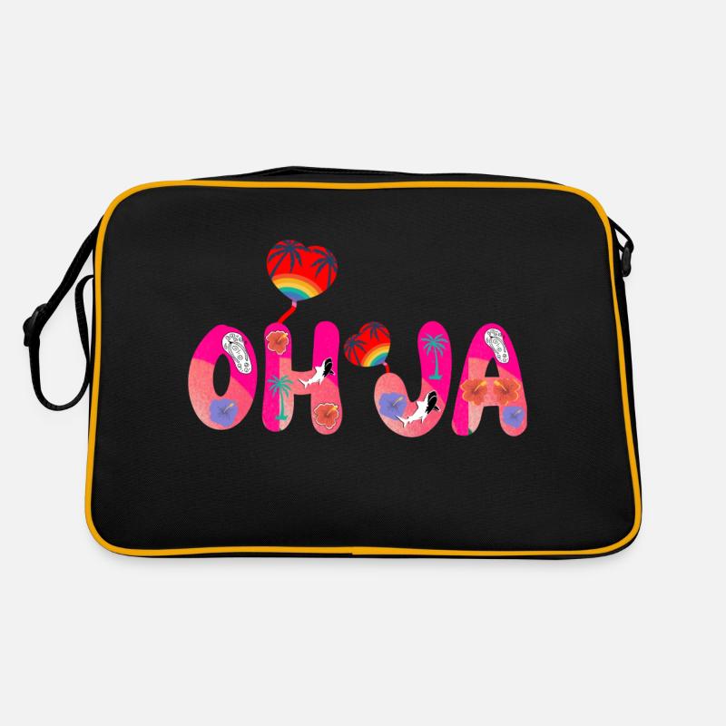 oh ja text adrettes rosa Retro Tasche