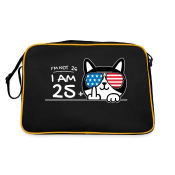 I'm Not 26, I Am 25 Plus 1 Middle Finger Cat Flip - Retro Bag - black/gold - Back