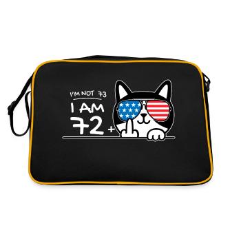 I'm Not 73, I Am 72 Plus 1 Middle Finger Cat Flip - Retro Bag - black/gold - Back