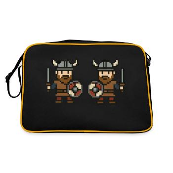 wikinger comic pixel 2 - Retro Tasche - Schwarz/Gold - Hinten