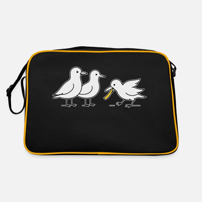 die Möwen kommen - Retro Tasche - Schwarz/Gold