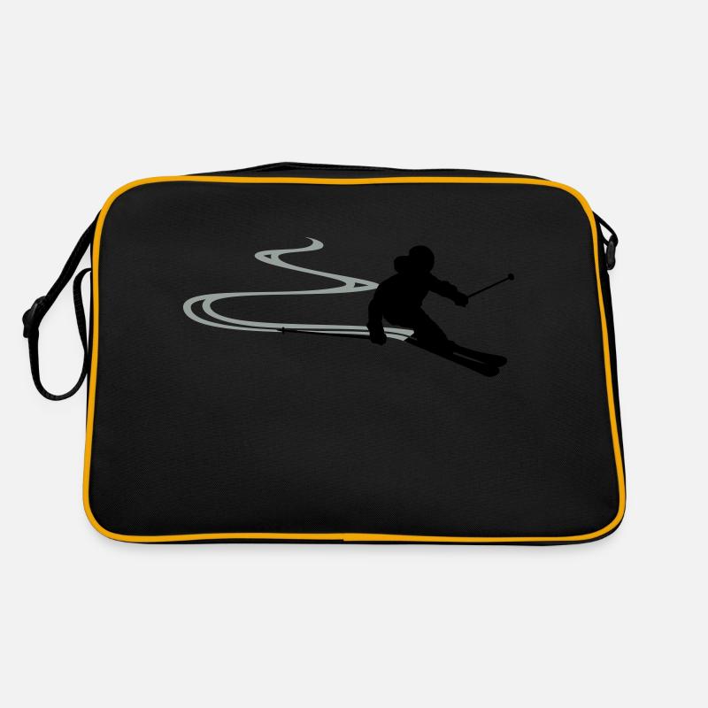 Skifahrer Spur Retro Tasche