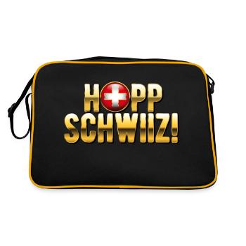 Hopp Schwiiz - Retro Tasche - Schwarz/Gold - Hinten