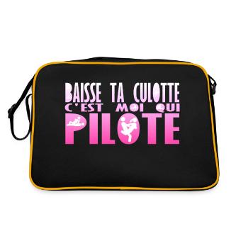 baisse culotte moi pilote humour sexe position kam - Sac Retro - noir/or - Dos