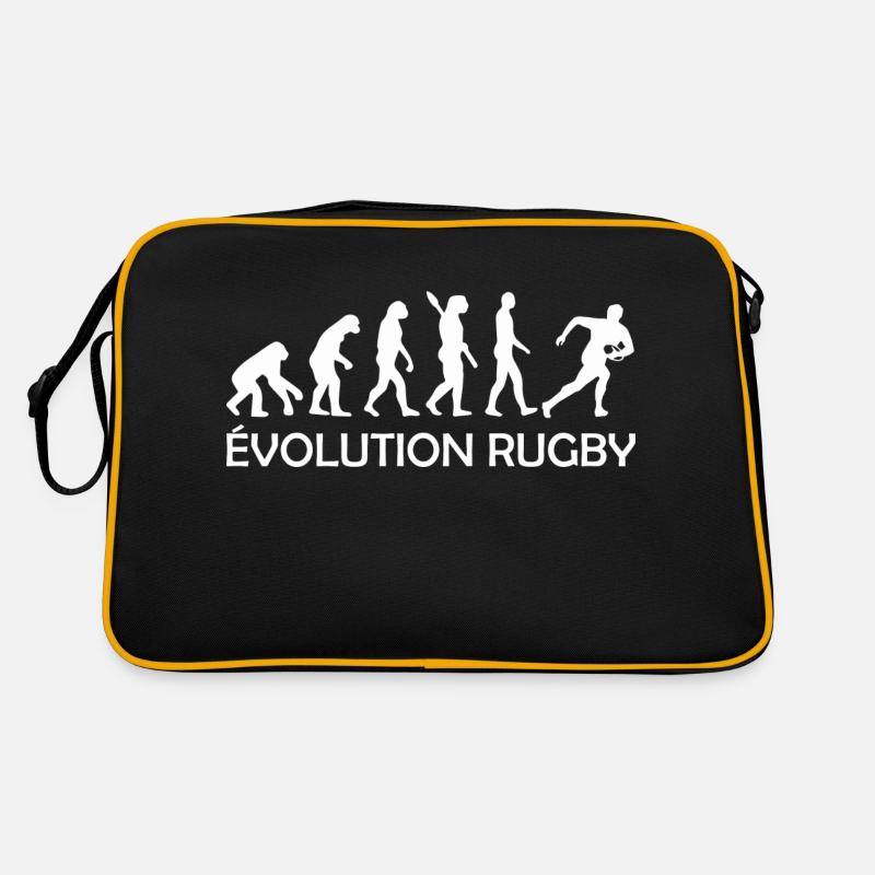 Rugby Evolution - Rugby Humor - Retro Tasche - Schwarz/Gold