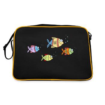 colorful fish water sea graffiti children's drawing - Retro Bag - black/gold - Back