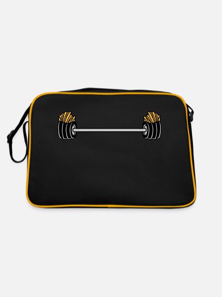 Weightlifting French Fries Bodybuilder - Retro Bag - black/gold - Back