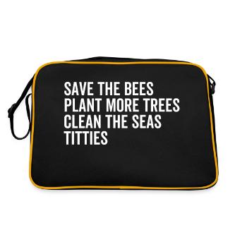 Sauvez les abeilles Plantez plus d’arbres nettoyez les mers - Sac Retro - noir/or - Dos