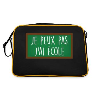 Je peux pas j'ai école / humour rentrée des classe - Sac Retro - noir/or - Dos