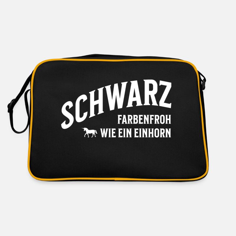 Schwarz wie ein Einhorn - Retro Tasche - Schwarz/Gold