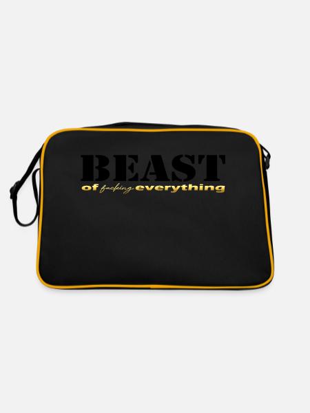 Beast everything black - Retro Tasche - Schwarz/Gold - Hinten