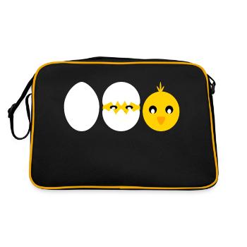 Comic hatching chick - Retro Bag - black/gold - Back