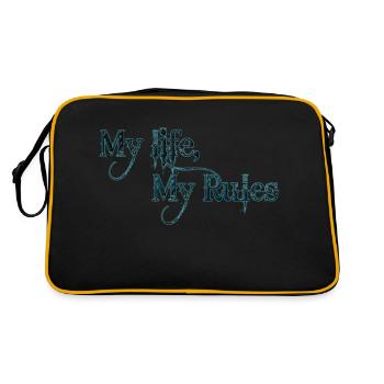 Mein Leben Meine Regeln Zitate Tattoo Zitat - Retro Tasche - Schwarz/Gold - Hinten