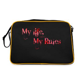 Mein Leben Meine Regeln Zitate Tattoo Zitat - Retro Tasche - Schwarz/Gold - Hinten