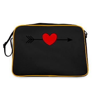 rotes Herz rot Valentinstag Geschenk - Retro Tasche - Schwarz/Gold - Hinten