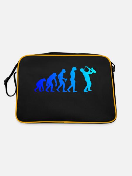 Saxophon Evolution Saxophonist Sax Herren Jungen - Retro Tasche - Schwarz/Gold - Hinten