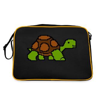 Tortoise Turtle Pixelart Retro - Retro Bag - black/gold - Back