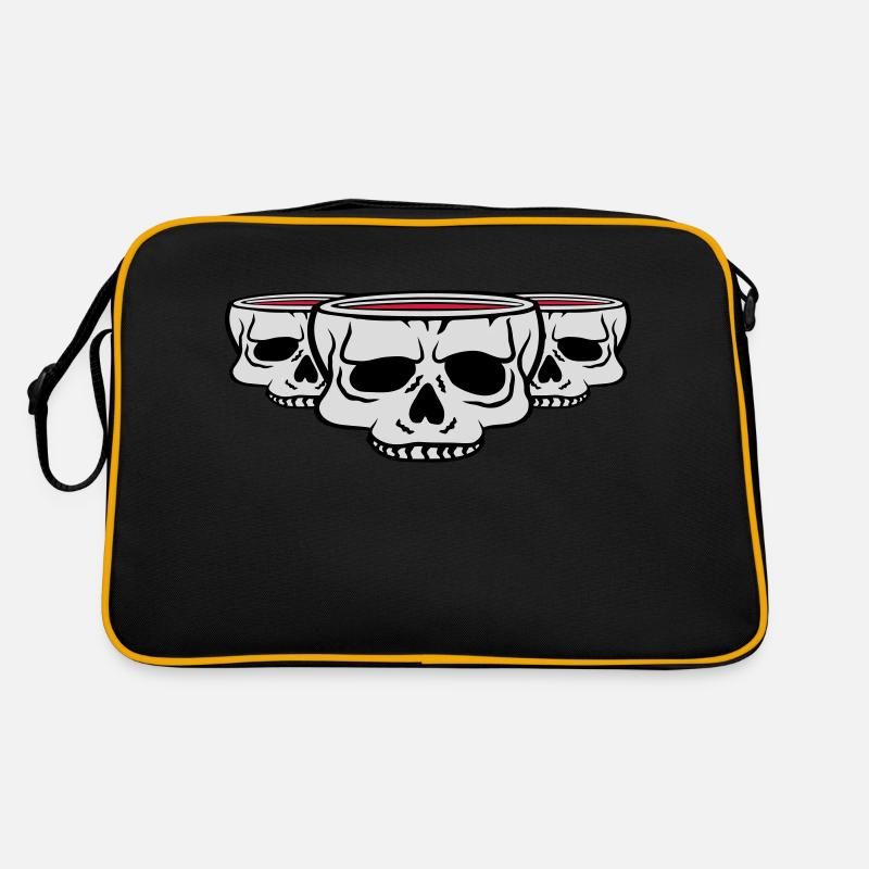 3 Freunde Becher Schädel Retro Tasche