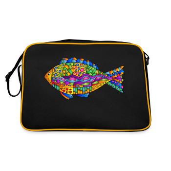 Fisch - Retro Tasche - Schwarz/Gold - Hinten