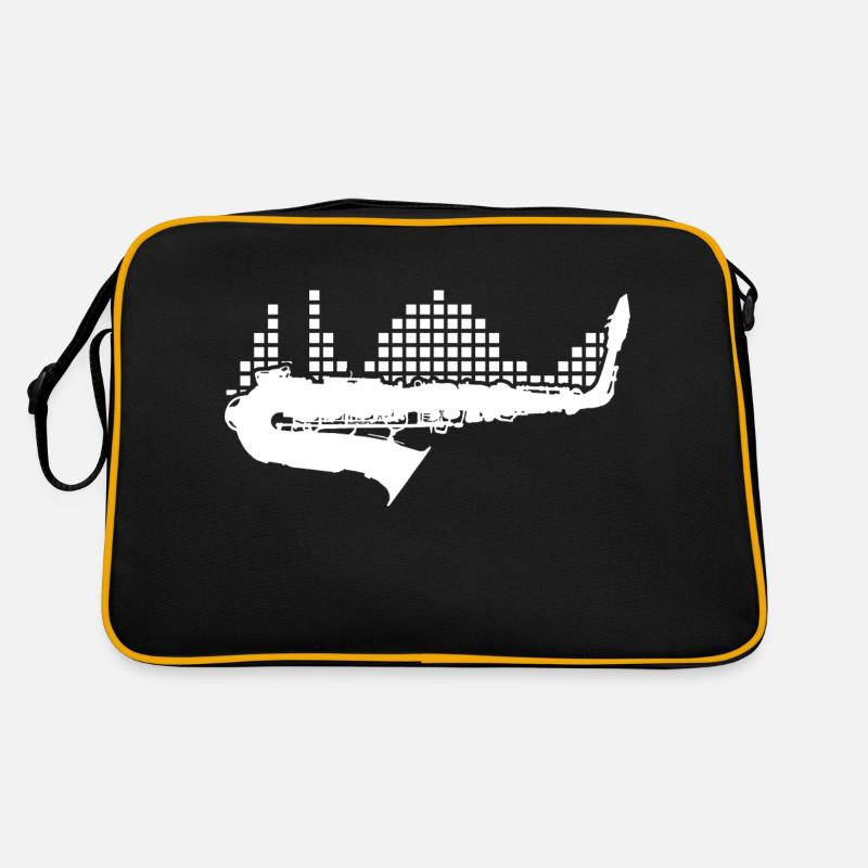 Saxophon - Retro Tasche - Schwarz/Gold