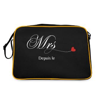T-shirt personnalisé de couple assorti Mr et Mme - Sac Retro - noir/or - Dos