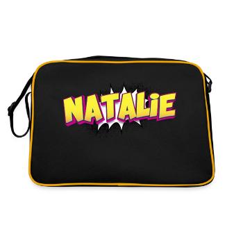 Natalie Custom Name Comic Book Style Pop Art, - Retro Bag - black/gold - Back