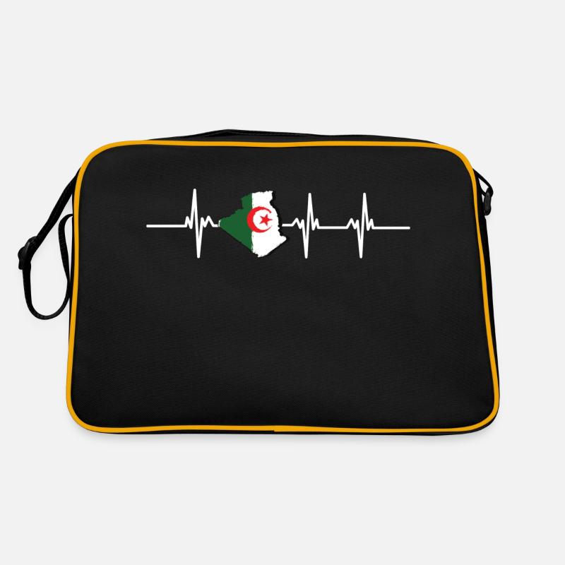 Herzschlag Algerien - Retro Tasche - Schwarz/Gold