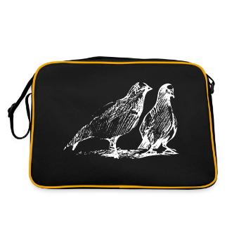 Taube Paar Skizze Tinte - Retro Tasche - Schwarz/Gold - Hinten