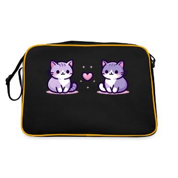 Chats avec un petit cœur - Sac Retro - noir/or - Dos