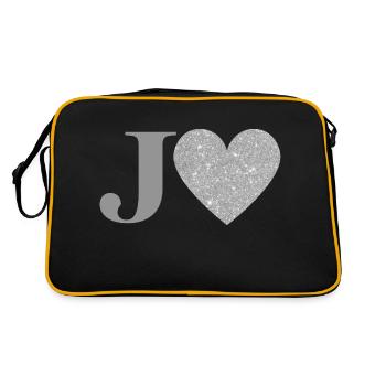 Letter j Silver Heart - Retro Bag - black/gold - Back