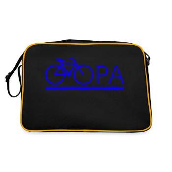 bester Opa Fahrrad Mountainbike Radeln Kritzeln - Retro Tasche - Schwarz/Gold - Hinten