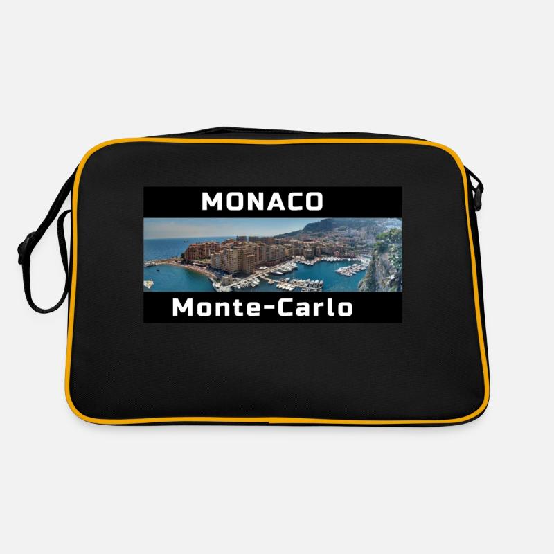 MONACO, Monte-Carlo - Retro Tasche - Schwarz/Gold