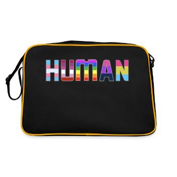 Human LGBTQ T-Shirt Flag Pride - Retro Tasche - Schwarz/Gold - Hinten