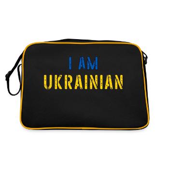 I am ukrainian grunge flag outline - Retro Tasche - Schwarz/Gold - Hinten