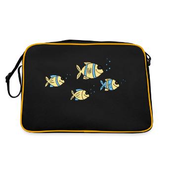 Fish Water Sea Graffiti Children's Drawing Nature - Retro Bag - black/gold - Back