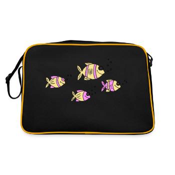 Fish Water Sea Graffiti Children's Drawing Nature - Retro Bag - black/gold - Back